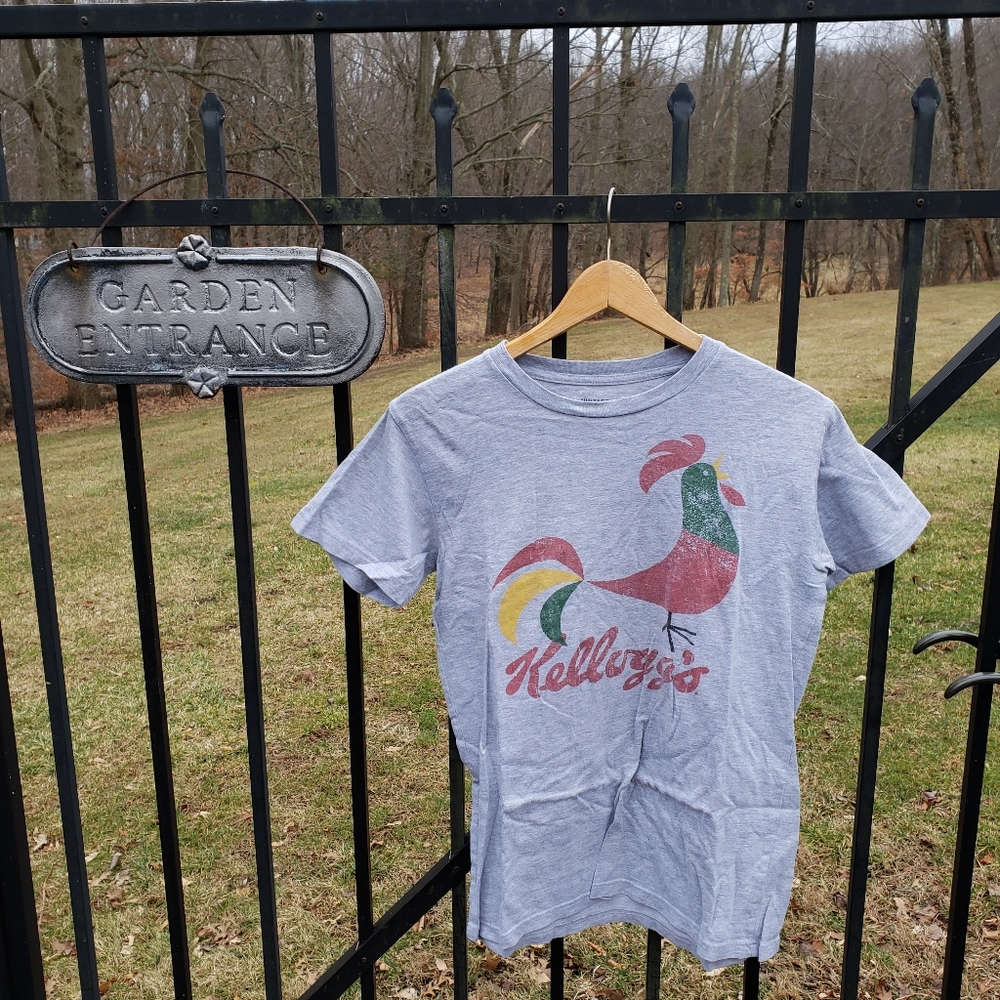 Gray Kellogg's Rooster T-shirt Vintage Style sz M